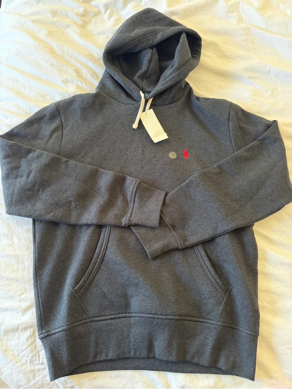 Polo by Ralph Lauren Charcoal Gray Hoodie with Red Pony